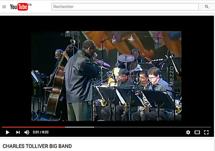 Charles Tolliver Big Band avec, entre autres, Billy Harper (ts), Craig Handy (as), Howard Johnson (bar, bcl), Robert Glasper (p), Cecil McBee (b), Victor Lewis (dm), Jazz  Vienne 2007, cliquer > YouTube