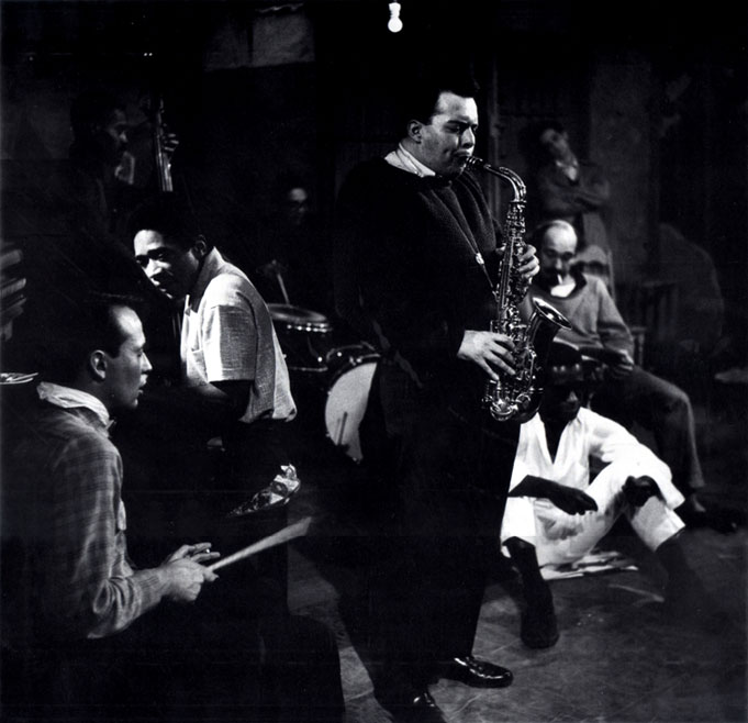 Scene from The Connection, Larry Ritchie, Michael Mattos, Freddie Redd, Jackie McLean, by Francis Wolff © Mosaic Images LLC