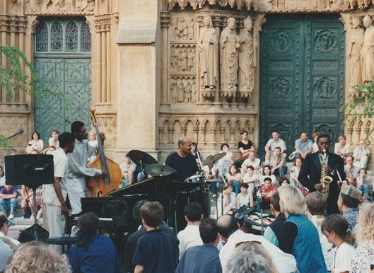 Sonny Simmons/Horace Tapscott Quartet  Metz, 1995, avec James Lewis et John Betsch © Alain Dupuy-Raufaste by courtesy