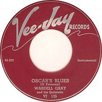 78t 1955. Wardell Gray and His Quintette, «0scar's Blues»/«Hey There», Vee Jay