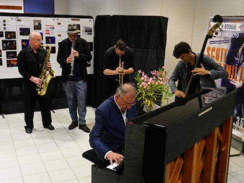 La jam avec Claude Braud (ts), Stephan Holstein (cl), Jérme Etcheberry (tp), Gilles Blandin (p), Pierre-Jean Méric (b), Jazz'N Boogie, Tinténiac, 13 juin 2025 © Jérme Partage