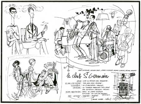 Le Club St Germain par Cabu, Jazz Hot n188, 1963