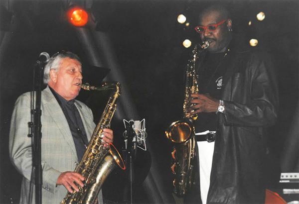 Gianni Basso et Detroit Gary Wiggins, Jazz in Langourla, août 2002 © Gigi Chauveau by courtesy