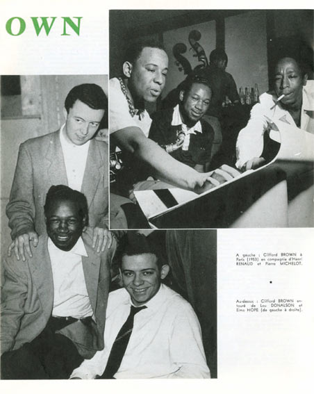 Jazz Hot n144-1959, p.13, Lou Donaldson, Clifford Brown et Elmo Hope, photo du haut  droite signée encore par Francis Wolff(photo du bas de Clifford Brown avec Henri Renaud et Pierre Michelot)  