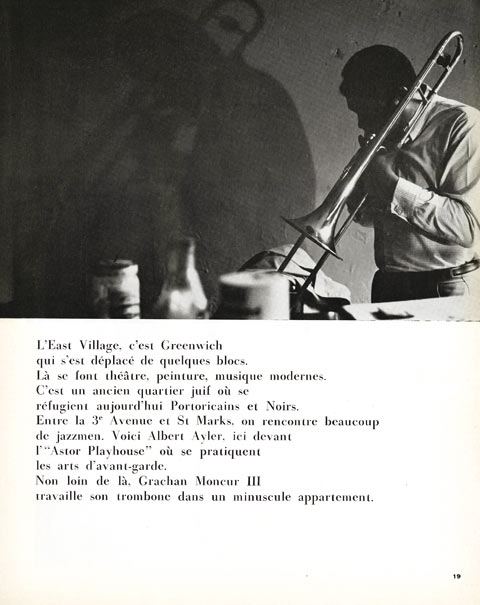 Grachan Moncur III, 1966, New York, Jazz Hot n°222, p19, Photo Annette Léna © Archives Jazz Hot