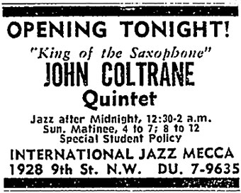 John Coltrane au programme de l'International Jazz Mecca, 1963