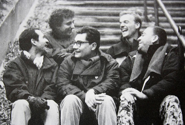 Le Belmondo Quintet: de g  d et de h en b: Jean-Pierre Arnaud, Thomas Bramerie,  Lionel Belmondo, Henri Florens, Stéphane Belmondo © photo X, collection famille Florens by courtesy