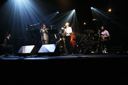 Gerald Clayton (p), Ambrose Akinmusire (tp), Walter Smith II (ts), Harish Raghavan (b, caché), Justin Brown (dm), Jazz en Tête, Clermont-Ferrand, 2009 ©Guy Reynard