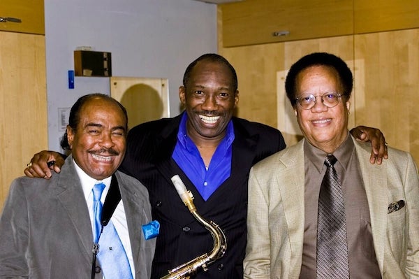 Benny Golson, Alvin Queen, Cedar Walton, concert avec David Williams (b), Stockholm, Sude, 1995 © Photo X, Collection Alvin Queen by courtesy