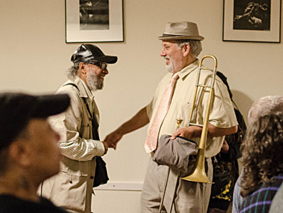 Rudy Sheriff Lawless et Art Baron (tb), Jazz Foundation, Local 802, Monday Jam Session, 2013 © Mathieu Perez