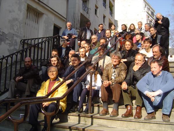 Georges Herpe, au premier rang de l'équipe, anniversaire des 70 ans de Jazz Hot, Paris 2005 © Jérme Partage