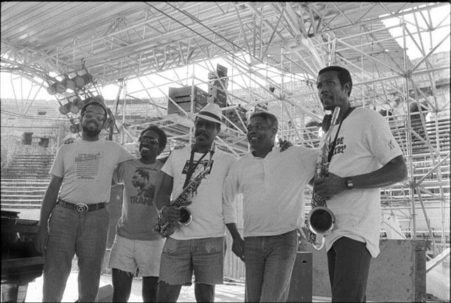 Stanley Cowell, Reggie Workman, Sonny Fortune, Billy Hart, Billy Harper, 11e Nîmes International Jazz Festival, 22 juillet 1986 © Ellen Bertet