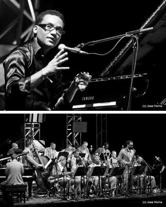 Photo du haut : Gonzalo Rubalcaba, photo du bas : Lincoln Center Jazz Orchestra-Wynton Marsalis, Getxo 2013 © Jose Horna
