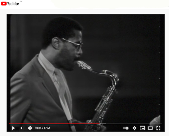 Bennie Maupin avec le quintet d'Horace Silver, Rotterdam, Pays-Bas, 1968, image extraite de la video YouTube (cliquer sur l'image)