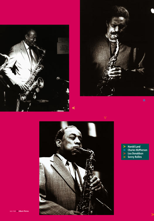 Jazz Hot Spécial 2000, Lou Donaldson, aux ctés de Charles McPherson et Harold Land, dans l'album de photos de David Sinclair