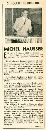 Premier article sur Michel Hausser, Jazz Hot n60, novembre 1951 © Collection Jazz Hot