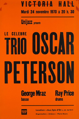 Affiche concert Oscar Peterson Trio, 24 novembre 1970, Genve, Suisse