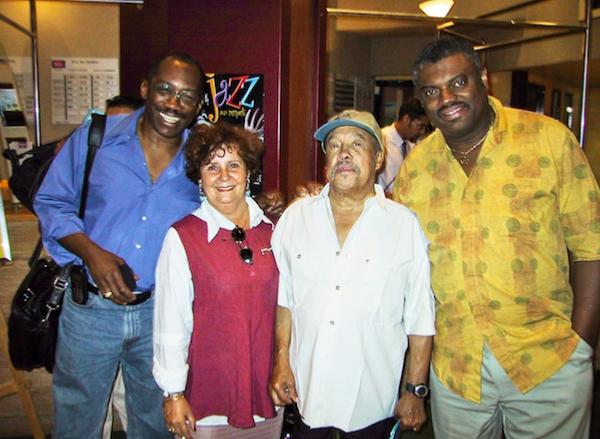 Alvin Queen, Hélne Manfredi-Mondoloni (agent artistique), Johnny Griffin, Mulgrew Miller, Jazz aux Remparts, Bayonne, 2001